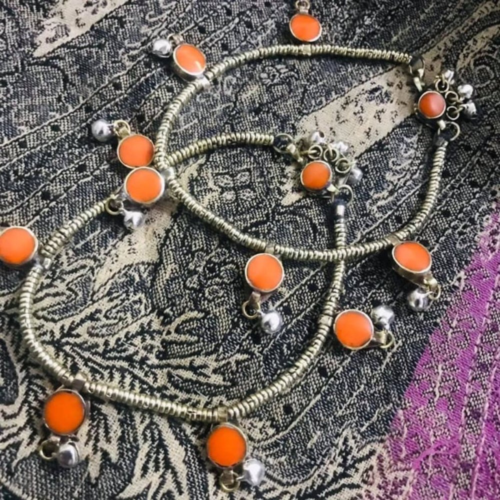 Reddish Orange Anklets, Anklets Pair - image 1